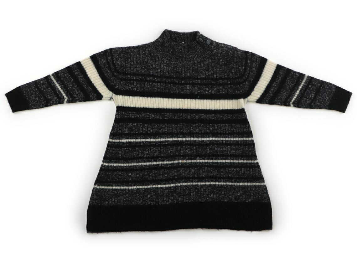 べべ BeBe ニット・セーター 100 女の子 チャコールグレー・アイボリー・ボーダー 子供服 ベビー服 キッズ アウトレット ユーズド 【中古】キッズ・ベビー・マタニティ