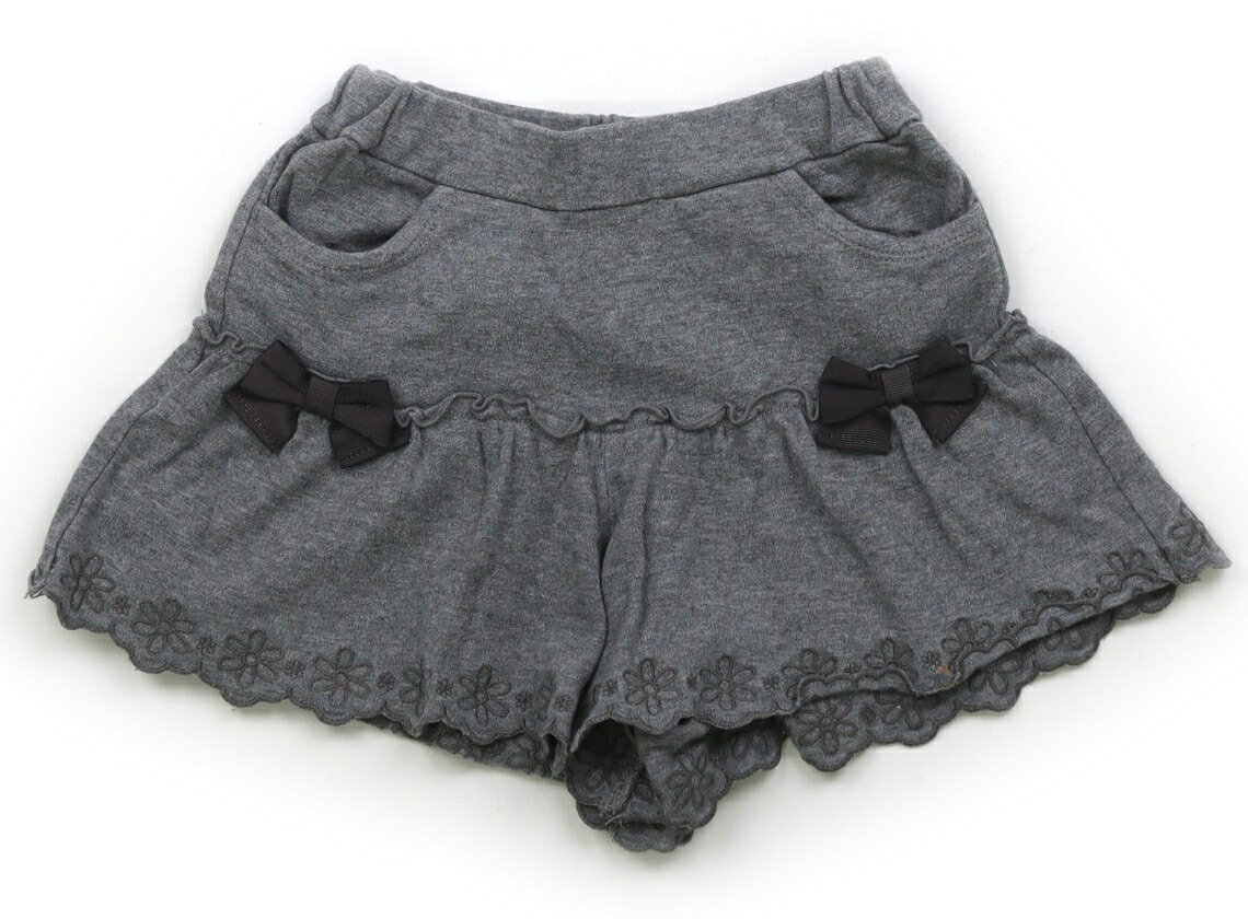 べべ BeBe キュロット 90 女の子 グレー、リボン、花刺繍 子供服 ベビー服 キッズ アウトレット ユーズ..