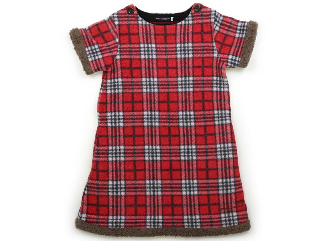 べべ BeBe ジャンパースカート 120 女の子 赤、グレー 子供服 ベビー服 キッズ アウトレット ユーズド ..