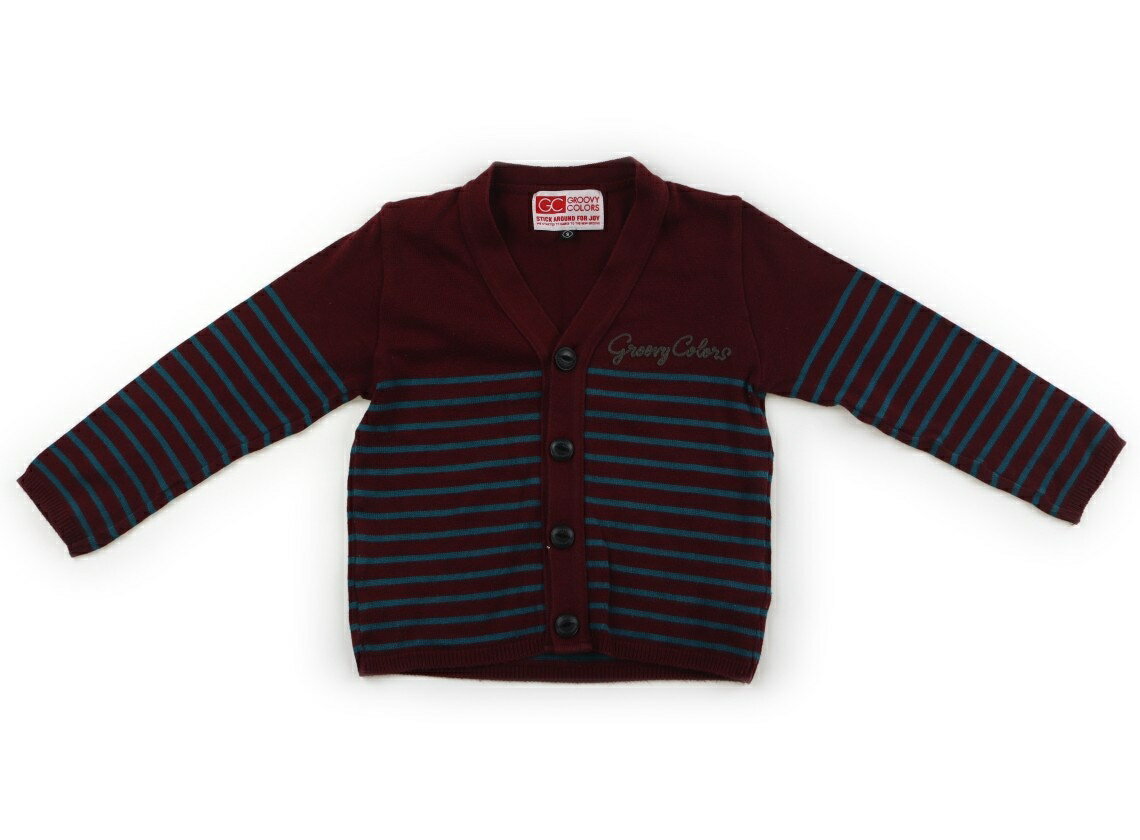 グルービーカラーズ GROOVY COLORS カーディガン 100 男の子 ボルドー・アクアブルーボーダー 子供服 ..