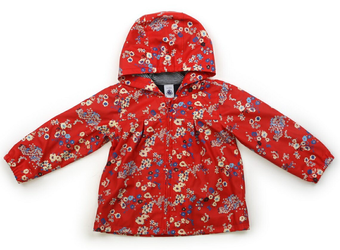 プチバトー PETIT BATEAU ブルゾン・Gジャン 80 女の子 レッド・クリーム×ブルー花柄 子供服 ベビー服 キッズ アウトレット ユーズド 【中古】...