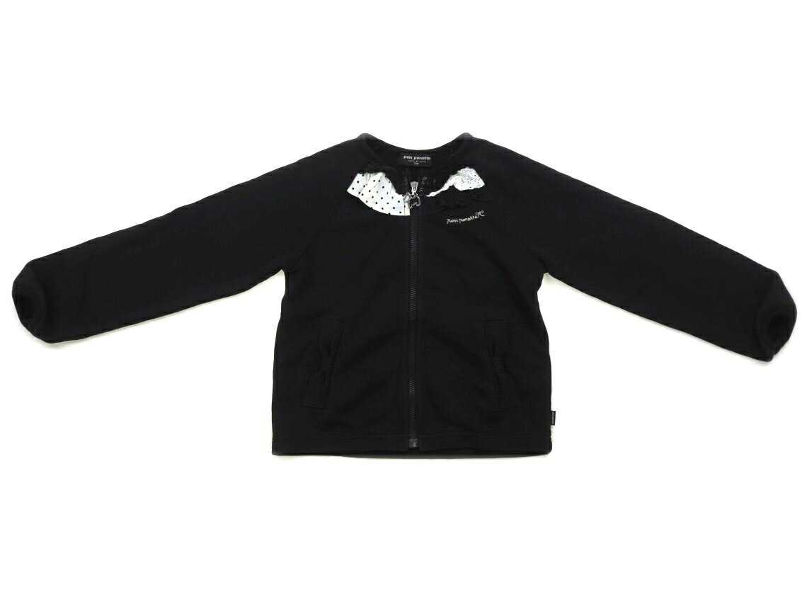 ポンポネット pom ponette カーディガン 120 女の子 ブラック・ホワイト×ブラックドット 子供服 ベビー服 キッズ アウトレット ユーズド 【中古】キッズ・ベビー・マタニティ