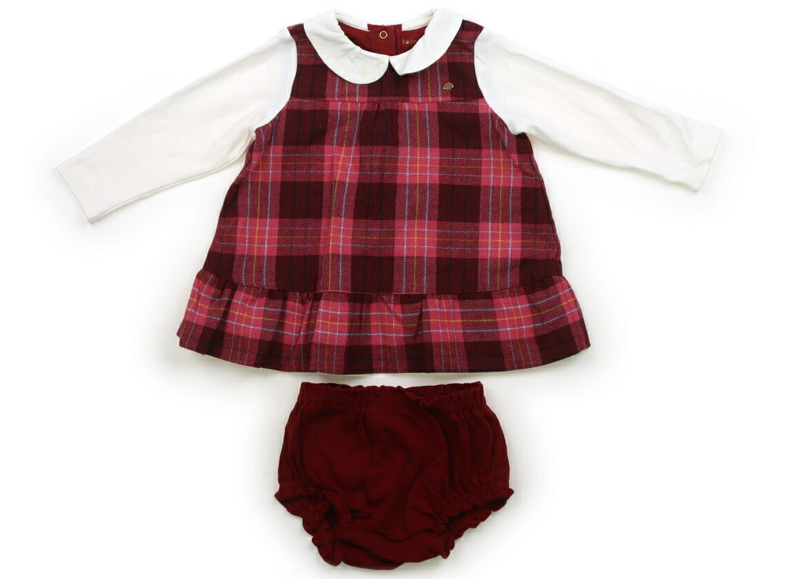 ケイトスペード Kate Spade ワンピース 80 女の子 ボルドー・ストロベリー・チェック・ホワイト 子供服 ベビー服 キッズ アウトレット ユーズド 【中古】キッズ・ベビー・マタニティ