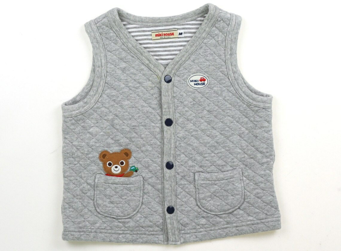 ミキハウス miki HOUSE ベビーベスト 80 男の子 グレー 子供服 ベビー服 キッズ アウトレット ユーズド..