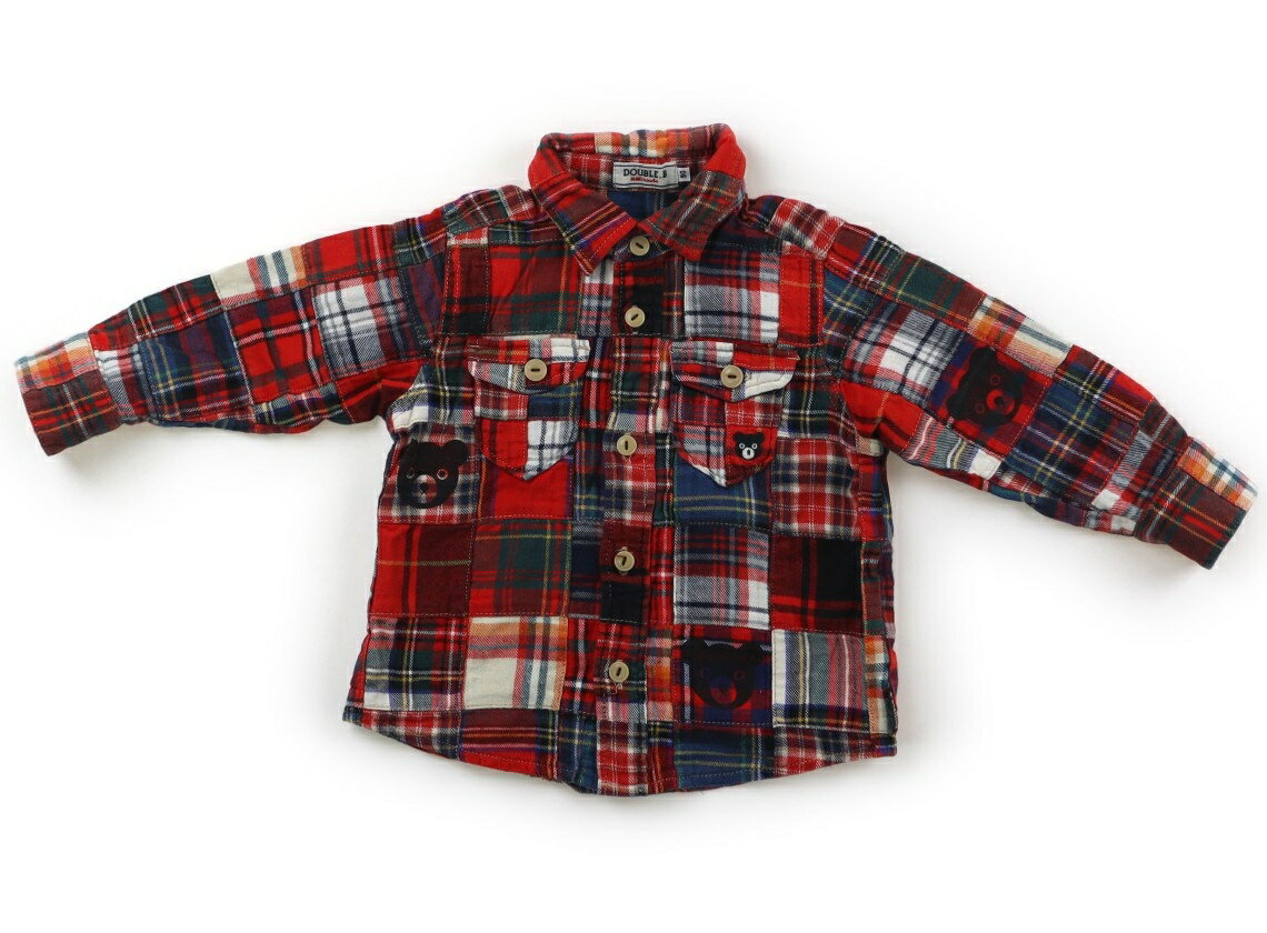 ダブルB Double B シャツ・ブラウス 90 男の子 格子柄 赤 クマ柄 子供服 ベビー服 キッズ アウトレット ユーズド 【中古】キッズ・ベビー・マタニティ