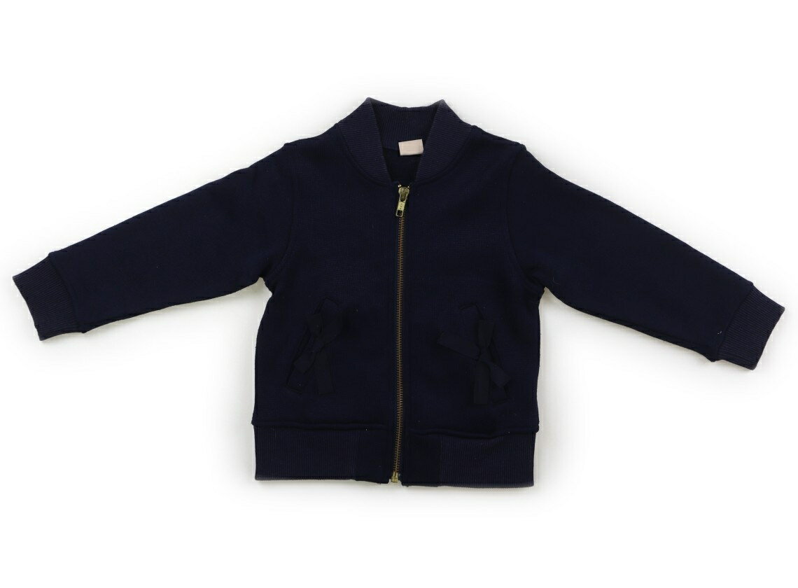 プティマイン petit main ジップアップトレーナー 100 女の子 ネイビー、リボン 子供服 ベビー服 キッズ アウトレット ユーズド 【中古】キッズ・ベビー・マタニティ(4)