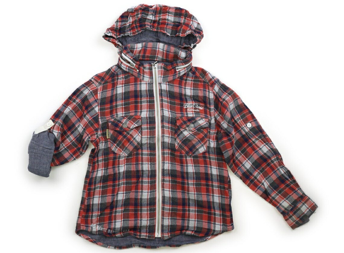 ブルークロス BLUE CROSS パーカー 130 男の子 淡い朱色、チェック柄 子供服 ベビー服 キッズ アウトレ..