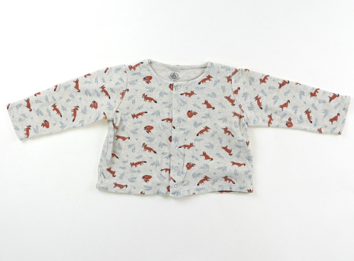 プチバトー PETIT BATEAU カーディガン 80 男の子 オートミール、きつね柄、ブルー 子供服 ベビー服 キ..