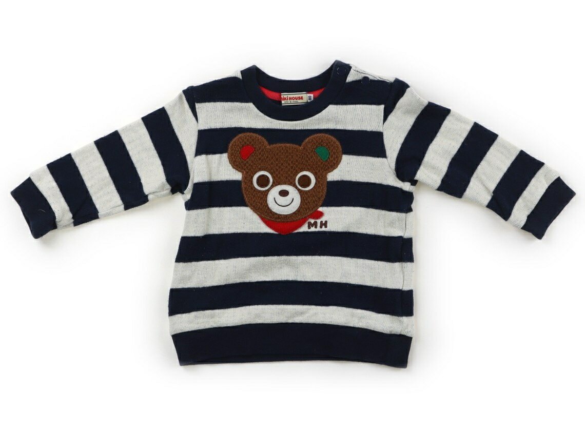 ミキハウス miki HOUSE トレーナー・プルオーバー 80 男の子 ネイビー・ホワイト・ボーダー・クマ柄 子供服 ベビー服 キッズ アウトレット ユーズド 【中古】キッズ・ベビー・マタニティ(4)