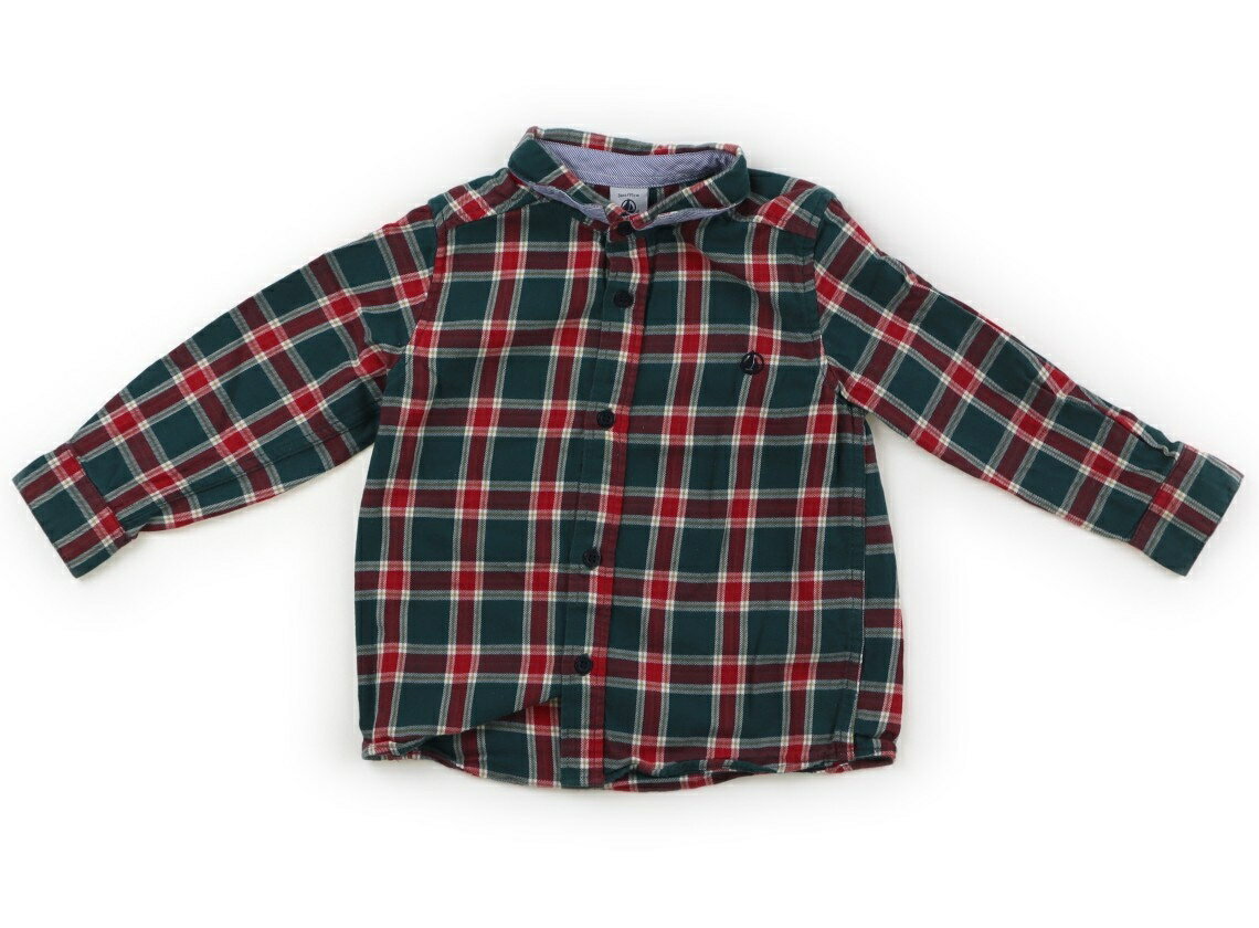 プチバトー PETIT BATEAU シャツ・ブラウス 95 男の子 緑、赤 子供服 ベビー服 キッズ アウトレット ユーズド 【中古】キッズ・ベビー・マタニティ