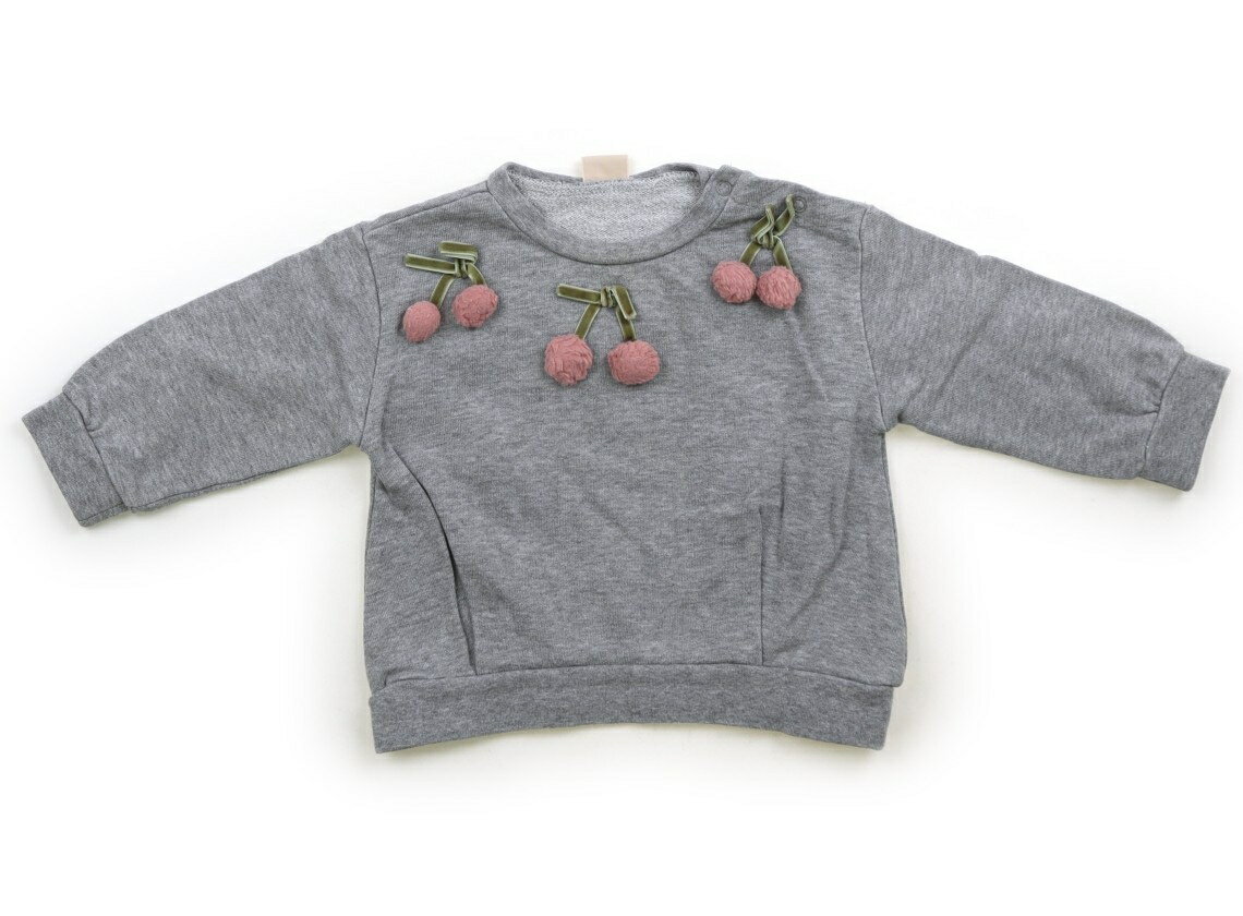 プティマイン petit main トレーナー・プルオーバー 80 女の子 グレー、ピンクのサクランボ 子供服 ベビー服 キッズ アウトレット ユーズド 【中古】キッズ・ベビー・マタニティ