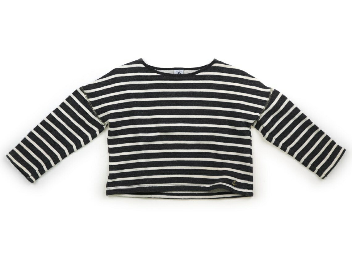 プチバトー PETIT BATEAU トレーナー・プルオーバー 110 女の子 ボーダー、オフホワイト、チャコールグレー 子供服 ベビー服 キッズ アウトレット ユーズド 【中古】キッズ・ベビー・マタニティ