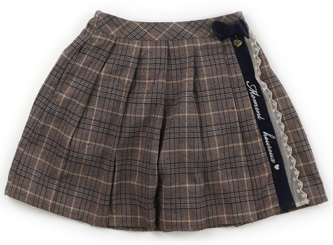 アクシーズファムキッズ axes femme KIDS スカート 140 女の子 ベージュ、紺チェック、リボン 子供服 ..