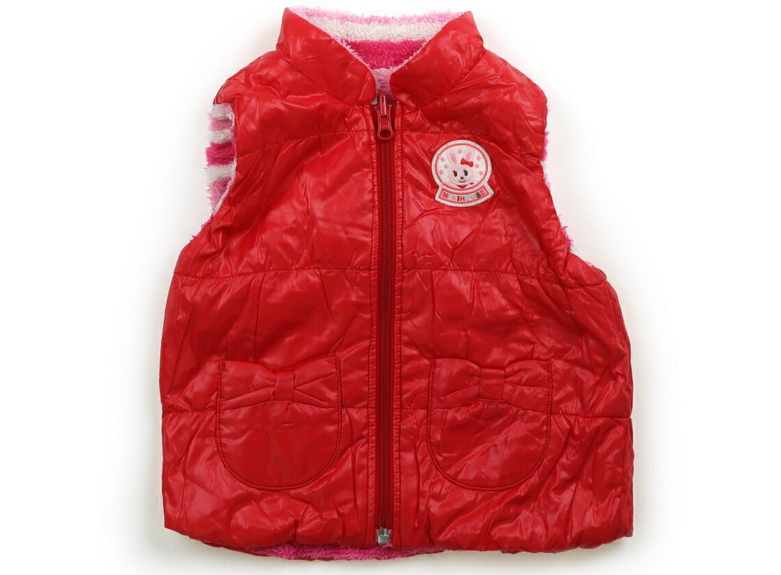 ミキハウス miki HOUSE ベビーベスト 80 女の子 赤・ピンク系ボーダー 子供服 ベビー服 キッズ アウト..