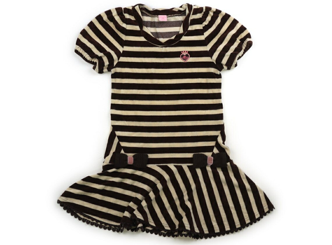 メゾピアノ mezzo piano ワンピース 140 女の子 ボーダー柄ブラウンベージュ 子供服 ベビー服 キッズ ..