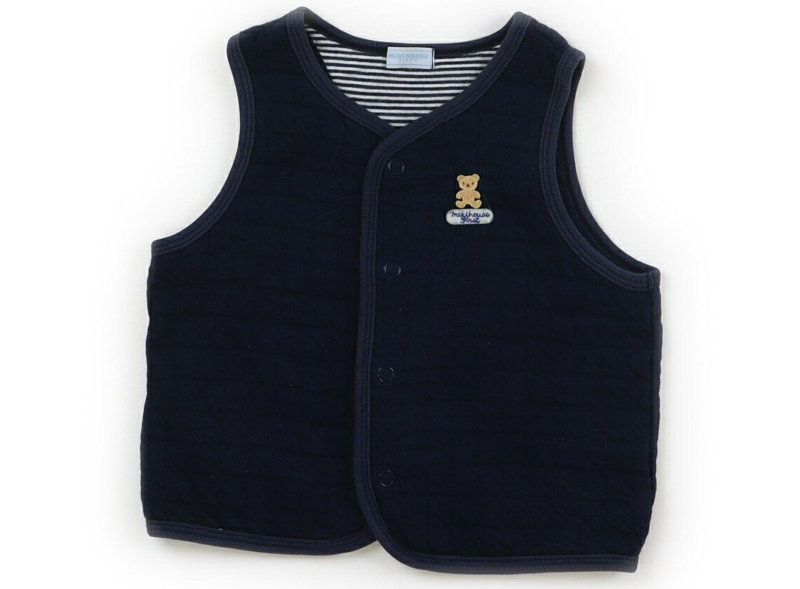 ミキハウス miki HOUSE ベビーベスト 70 男の子 ネイビー　クマ柄 子供服 ベビー服 キッズ アウトレッ..