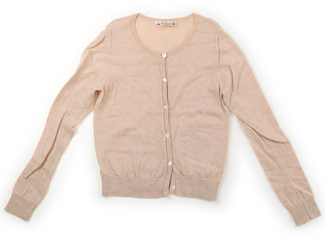 ボンポワン bonpoint カーディガン 130 女の子 ピーチピンク×ゴールドMIX 子供服 ベビー服 キッズ アウトレット ユーズド 【中古】キッズ・ベビー・マタニティ