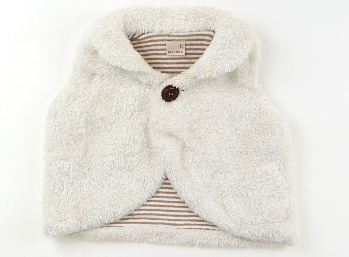 プティマイン petit main ベビーベスト 70 女の子 ホワイト 子供服 ベビー服 キッズ アウトレット ユーズド 【中古】キッズ・ベビー・マタニティ