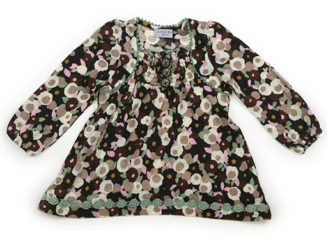 アナスイ ANNA SUI ワンピース 100 女の子 ブラック・グリーン×ホワイト・ブラウン系花柄 子供服 ベビー服 キッズ アウトレット ユーズド 【中古】...