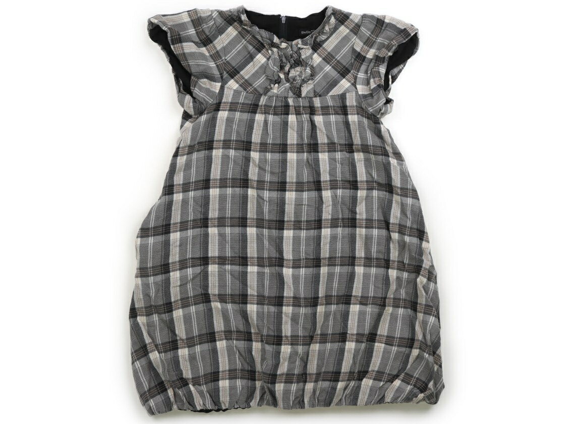 べべ BeBe ワンピース 130 女の子 グレーデニム・生成りチェック 子供服 ベビー服 キッズ アウトレット ユーズド 【中古】キッズ・ベビー・マタニティ
