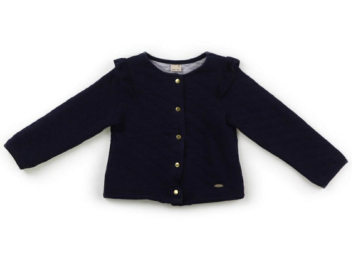 　ブランド 　petit main(プティマイン) 　カテゴリー 　カーディガン 　サイズ 　110サイズ 　色 　ダークネイビー 　状態 　★★ 　記名 　なし 　ジャンル 　Girl キルティング生地。スナップボタン留め。品質タグにシールはがし跡のノリ残りあり。全体に毛羽立ちと白っぽいスレ感、ボタンにスレが見受けられます。 ＊【状態】【サイズ】に関しての詳しい説明はこちら