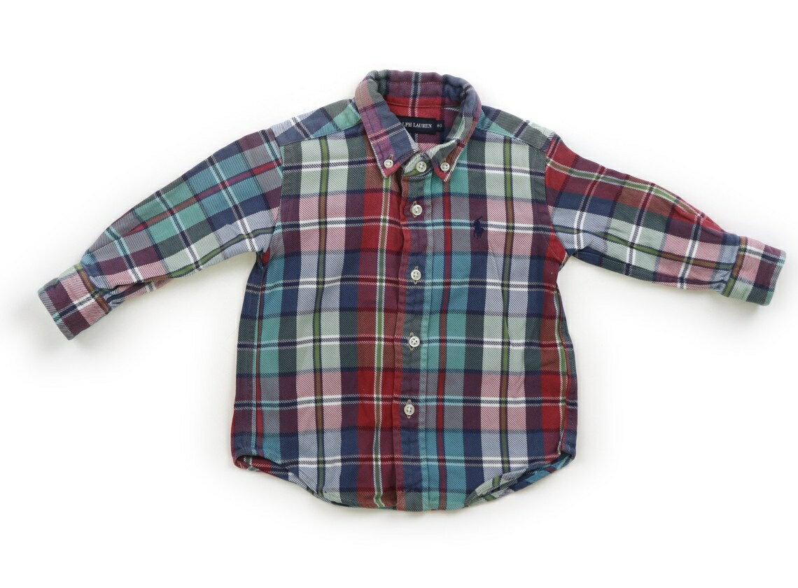 ラルフローレン Ralph Lauren シャツ・ブラウス 80 男の子 くすみ赤、水色、チェック柄 子供服 ベビー服 キッズ アウトレット ユーズド 【中古】キッズ・ベビー・マタニティ