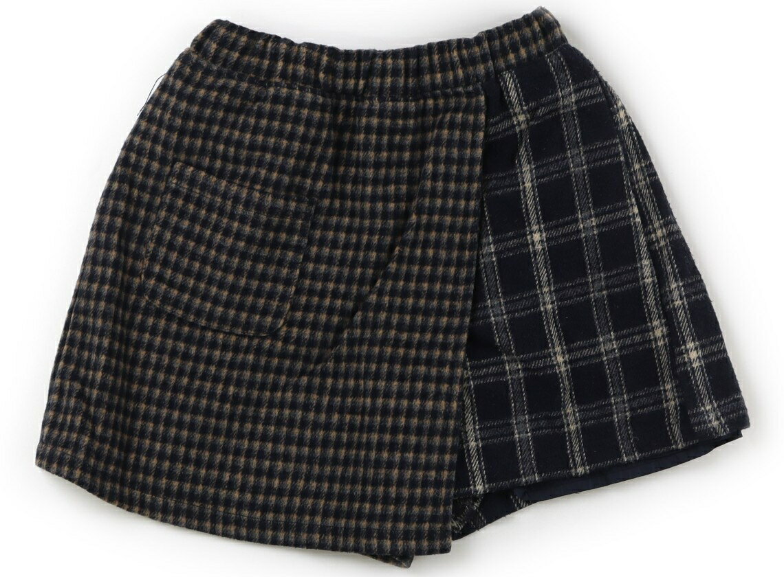 ビームス BEAMS キュロット 130 女の子 ネイビー×ベージュチェック 子供服 ベビー服 キッズ アウトレット ユーズド 【中古】キッズ・ベビー・マタニティ