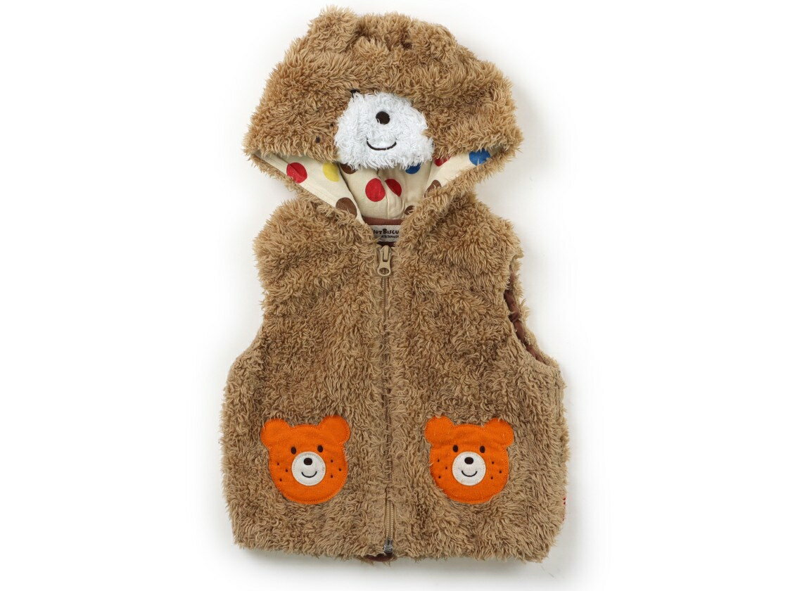 ホットビスケッツ Hot Biscuits ベビーベスト 70 男の子 ベージュ・クマ 子供服 ベビー服 キッズ アウ..