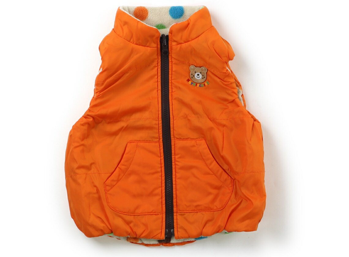 ホットビスケッツ Hot Biscuits ベビーベスト 80 男の子 オレンジ・ベージュ・カラフル水玉 子供服 ベ..