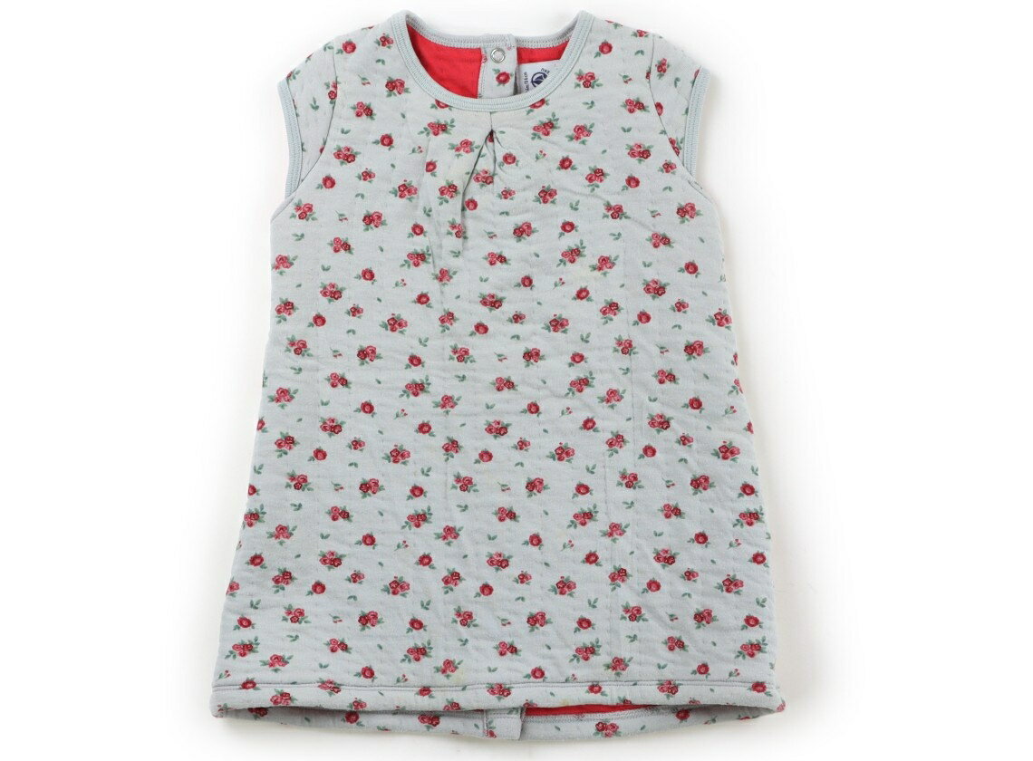 プチバトー PETIT BATEAU チュニック 80 女の子 ブルーグレー・朱色・花柄 子供服 ベビー服 キッズ アウトレット ユーズド 【中古】キッズ・ベビー・マタニティ