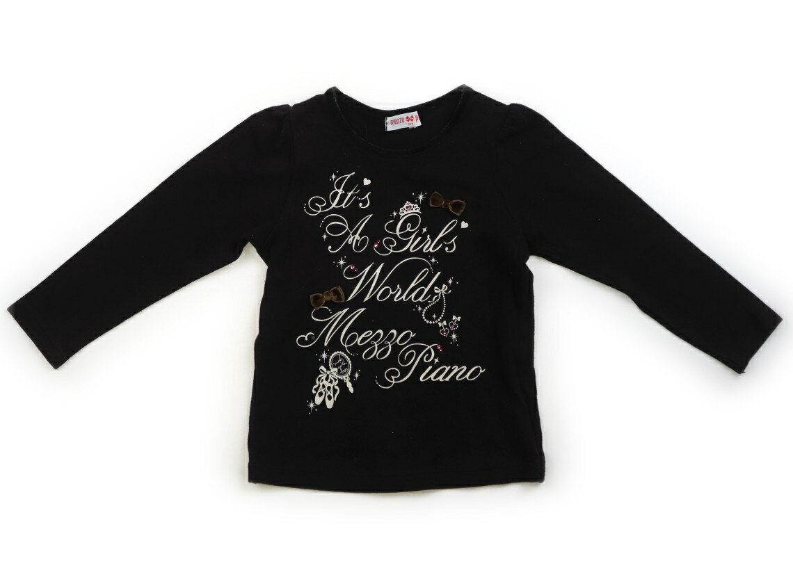 メゾピアノ mezzo piano Tシャツ・カットソー 110 女の子 黒 ブランドロゴ 子供服 ベビー服 キッズ アウトレット ユーズド 【中古】キッズ・ベビー・マタニティ