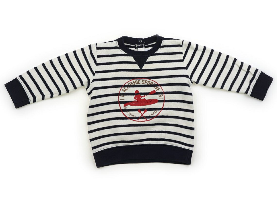 プチバトー PETIT BATEAU トレーナー・プルオーバー 80 男の子 紺、ボーダー柄 子供服 ベビー服 キッズ アウトレット ユーズド 【中古】キッズ・ベビー・マタニティ