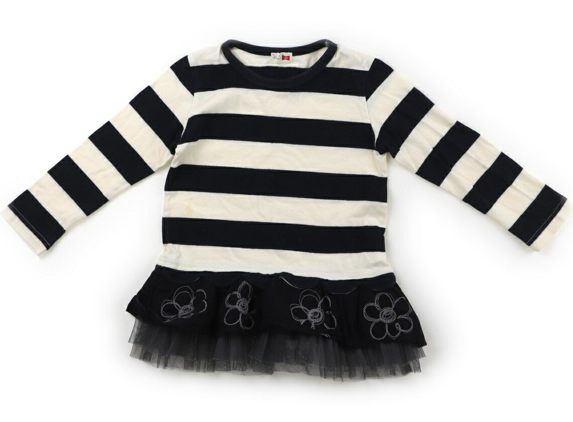 ニットプランナー（KP） Knit Planner(KP) チュニック 100 女の子 ボーダー、オフホワイト、黒 子供服 ベビー服 キッズ アウトレット ユーズド 【中古】キッズ・ベビー・マタニティ
