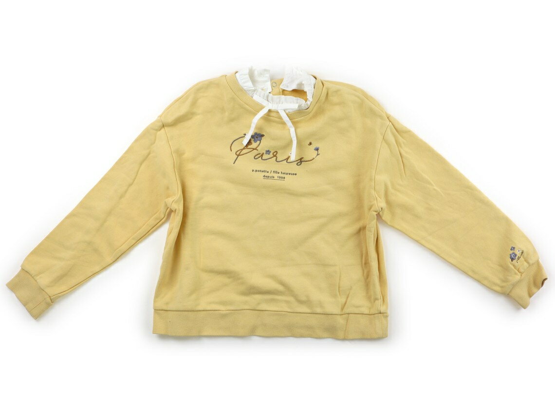 　ブランド 　pom ponette(ポンポネット) 　カテゴリー 　トレーナー・プルオーバー 　サイズ 　150サイズ 　色 　イエロー 　状態 　★★★ 　記名 　なし 　ジャンル 　Girl 裏毛トレーナー地。後ろボタン開き。毛羽立ち・洗いざらし感があります。 ＊【状態】【サイズ】に関しての詳しい説明はこちら