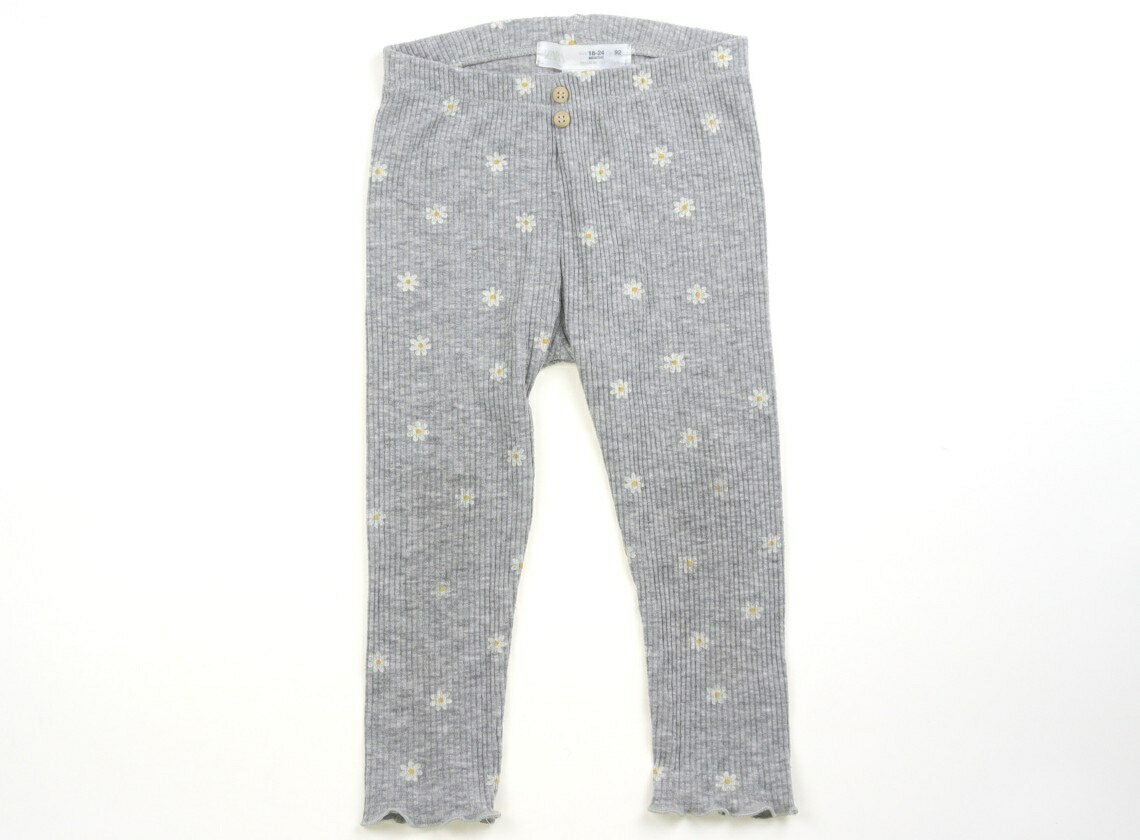 ザラ ZARA レギンス 90 女の子 グレー・ホワイト花柄 子供服 ベビー服 キッズ アウトレット ユーズド ..