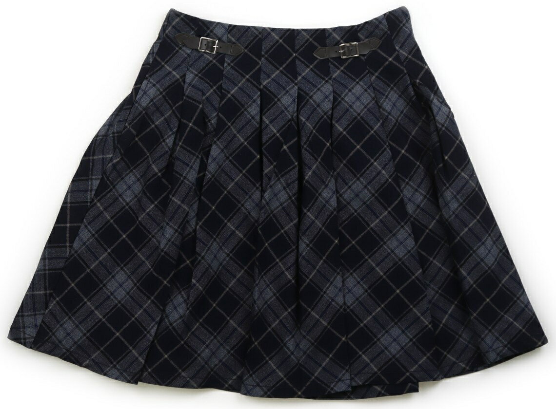 ポンポネット pom ponette スカート 130 女の子 ネイビー・グレー・チェック 子供服 ベビー服 キッズ アウトレット ユーズド 【中古】キッズ・ベビー・マタニティ