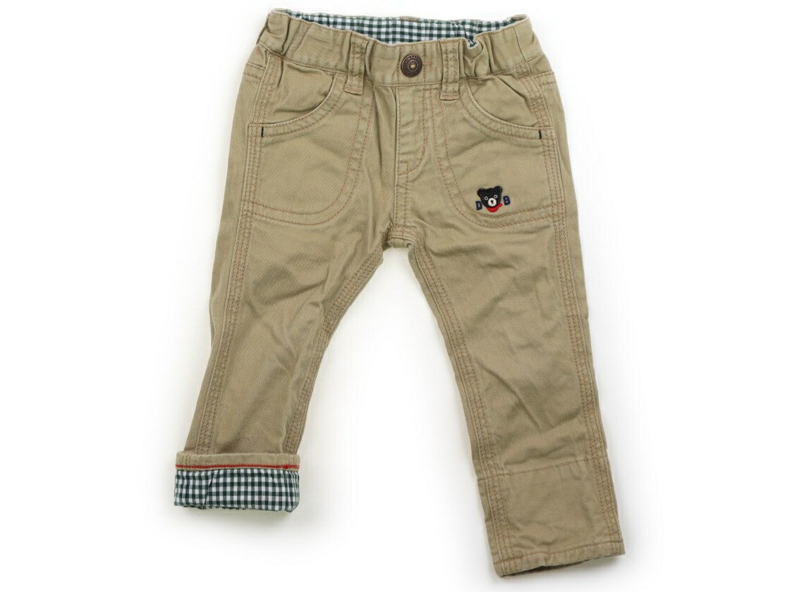 ダブルB Double B チノパン 90 男の子 ベージュ、緑チェック、クマ 子供服 ベビー服 キッズ アウトレット ユーズド 【中古】キッズ・ベビー・マタニティ