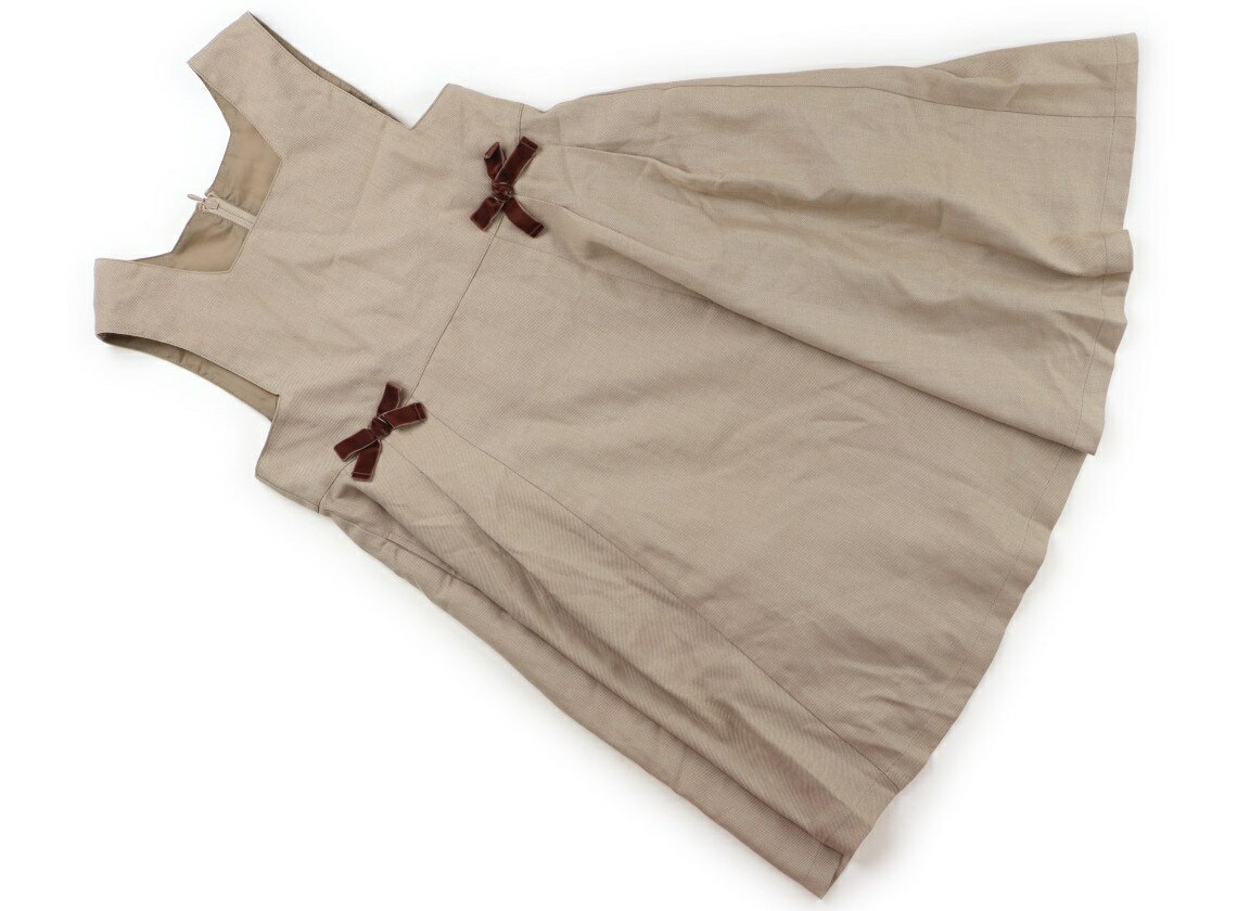 アプレレクール apres les cours ジャンパースカート 140 女の子 ベージュ、リボン 子供服 ベビー服 キッズ アウトレット ユーズド 【中古】キッズ・ベビー・マタニティ