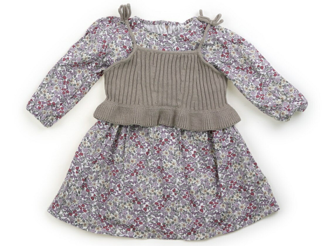 プティマイン petit main ワンピース 90 女の子 ベージュ・花柄アイボリー 子供服 ベビー服 キッズ アウトレット ユーズド 【中古】キッズ・ベビー・マタニティ