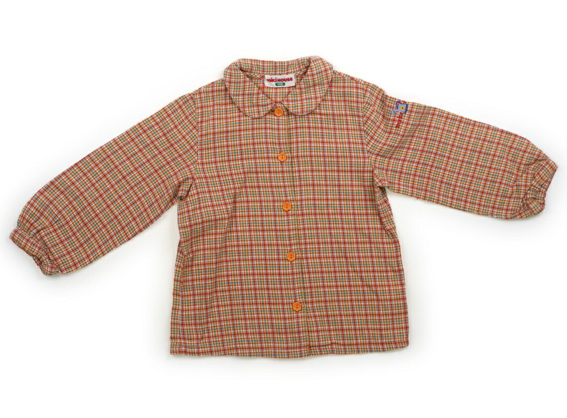 ミキハウス miki HOUSE シャツ・ブラウス 100 女の子 オレンジ系・チェック 子供服 ベビー服 キッズ アウトレット ユーズド 【中古】キッズ・ベビー・マタニティ