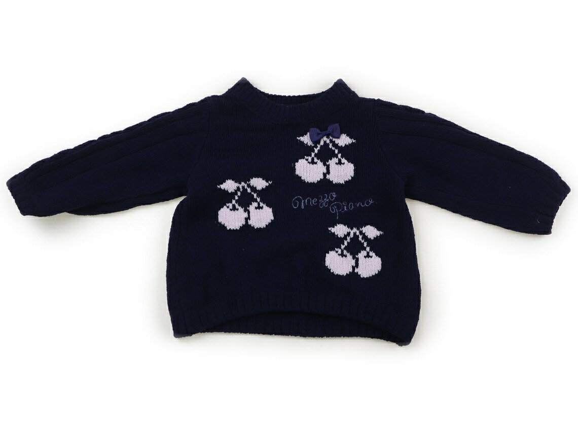 メゾピアノ mezzo piano ニット・セーター 90 女の子 ネイビー、ピンクのサクランボ 子供服 ベビー服 キッズ アウトレット ユーズド 【中古】キッズ・ベビー・マタニティ