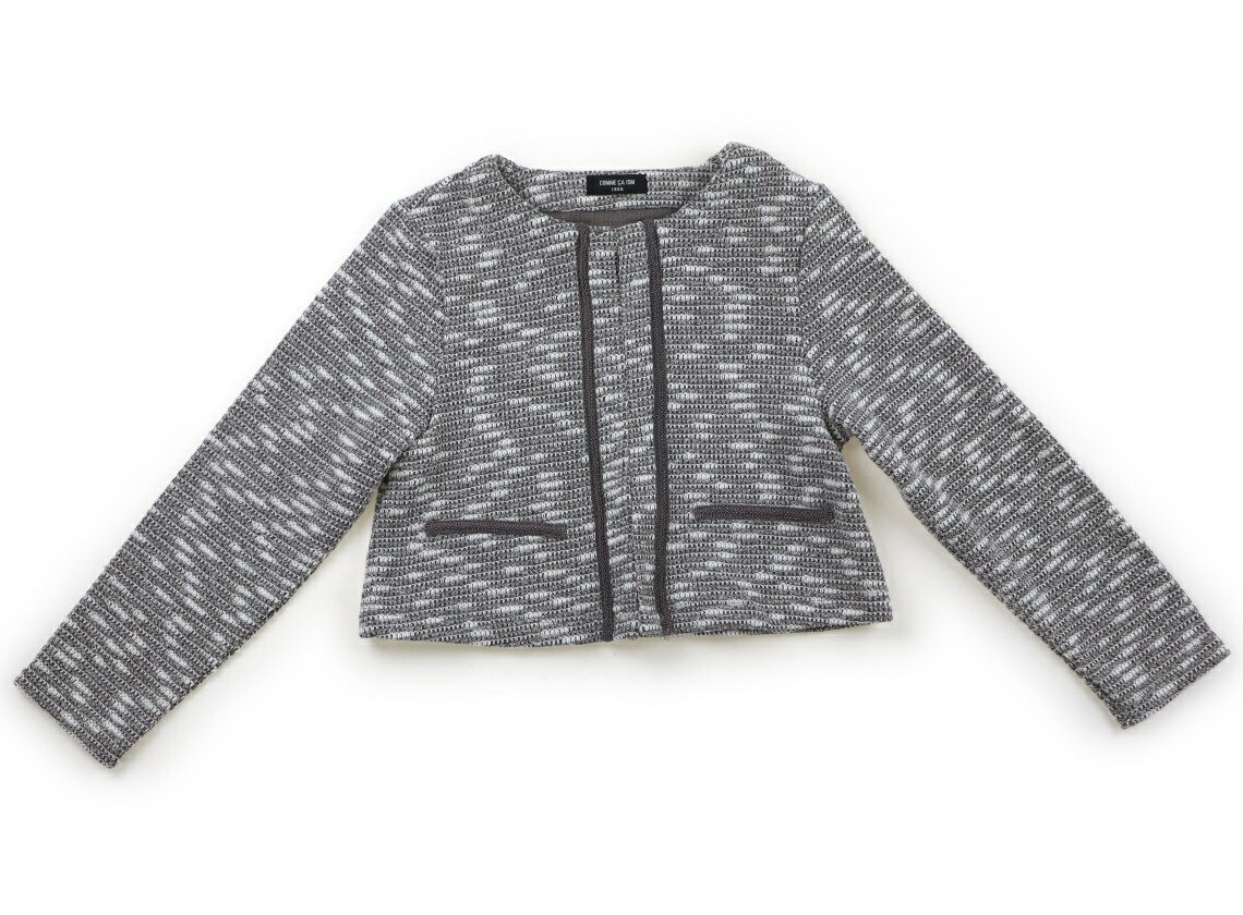 コムサイズム COMME CA ISM カーディガン 140 女の子 グレー・ホワイト 子供服 ベビー服 キッズ アウトレット ユーズド 【中古】キッズ・ベビー・マタニティ