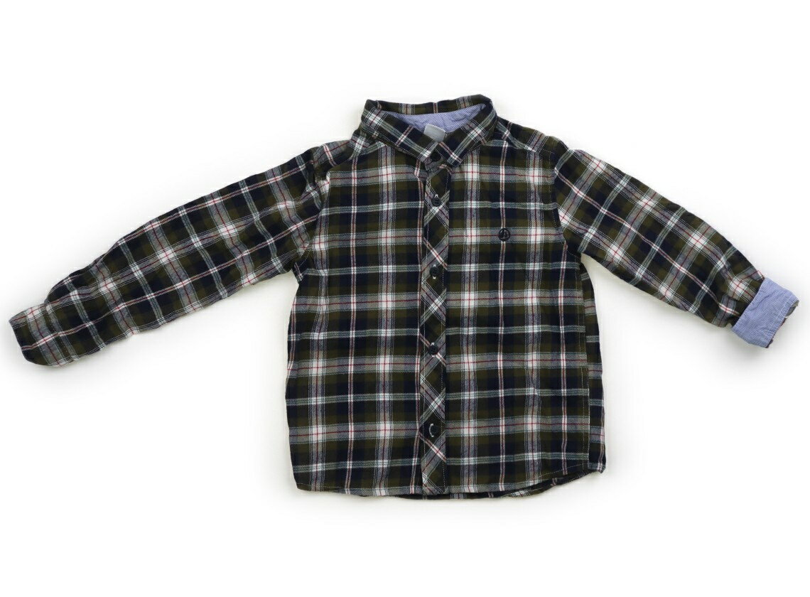 プチバトー PETIT BATEAU シャツ・ブラウス 110 男の子 カーキ、ネイビー、チェック 子供服 ベビー服 キッズ アウトレット ユーズド 【中古】キッズ・ベビー・マタニティ