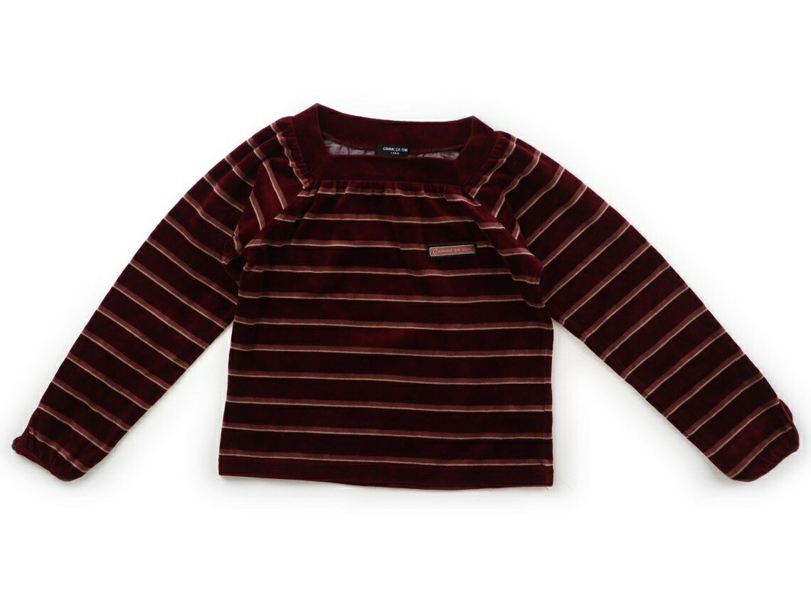 コムサイズム COMME CA ISM Tシャツ・カットソー 130 女の子 ボルドー・ピンク・ベージュボーダー 子供服 ベビー服 キッズ アウトレット ユーズド 【中古】キッズ・ベビー・マタニティ