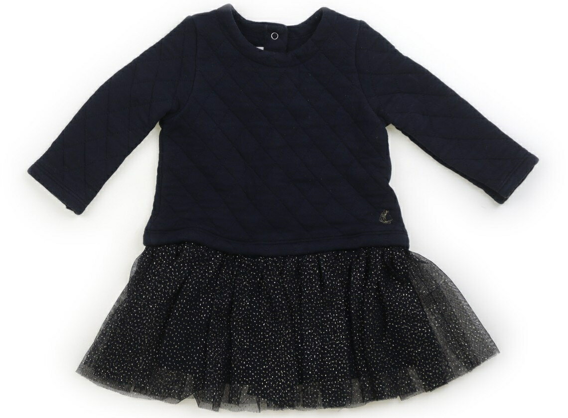 プチバトー PETIT BATEAU ワンピース 70 女の子 ネイビー、ゴールド 子供服 ベビー服 キッズ アウトレット ユーズド 【中古】キッズ・ベビー・マタニティ
