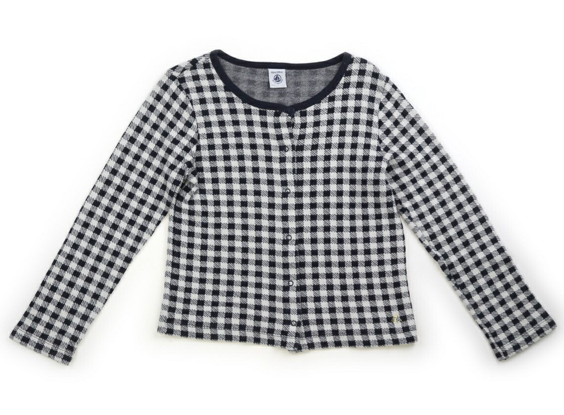 プチバトー PETIT BATEAU カーディガン 120 女の子 白、紺チェック 子供服 ベビー服 キッズ アウトレット ユーズド 【中古】キッズ・ベビー・マタニティ
