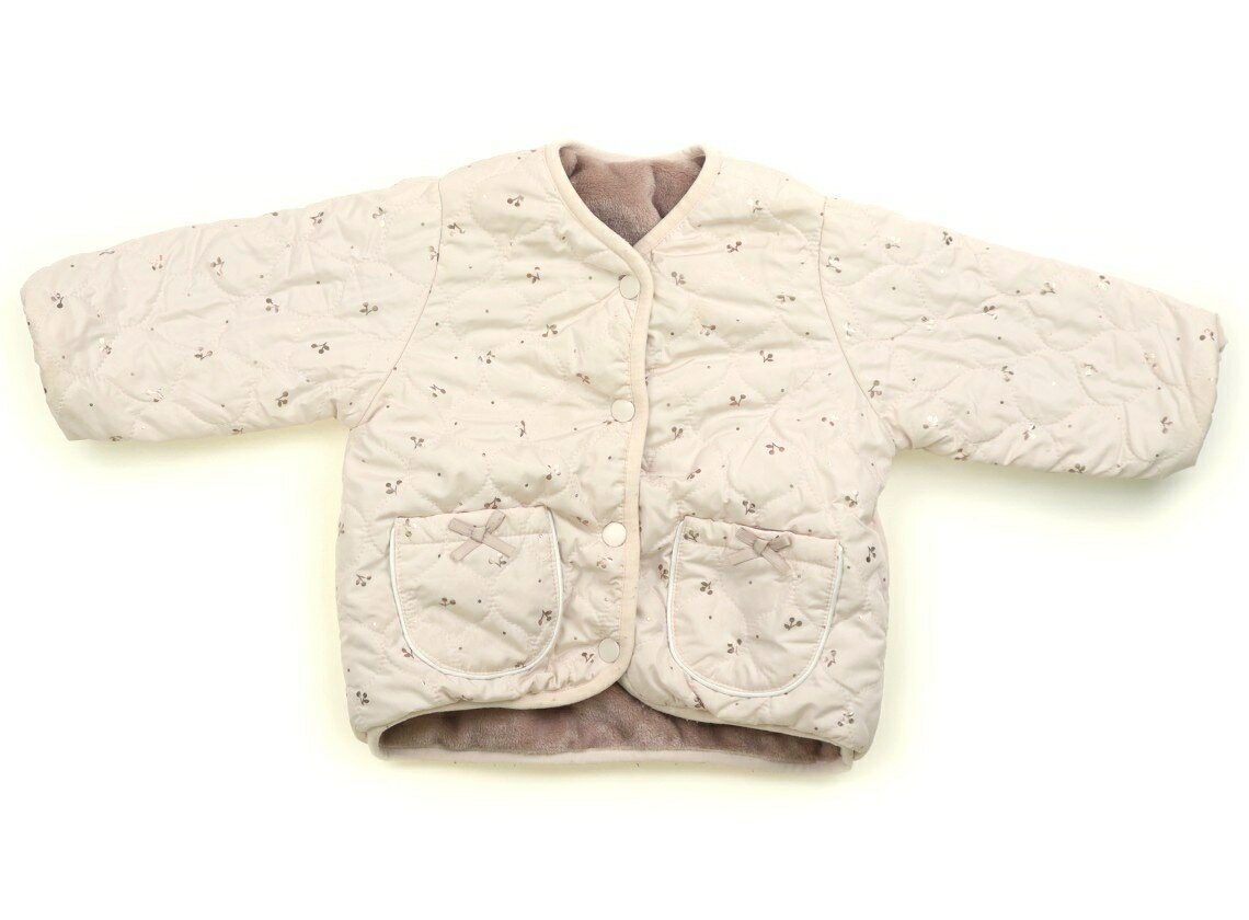 プティマイン petit main コート・ジャンパー 90 女の子 ベビーピンク・サクランボ・くすみピンク 子供服 ベビー服 キッズ アウトレット ユーズド 【中古】キッズ・ベビー・マタニティ