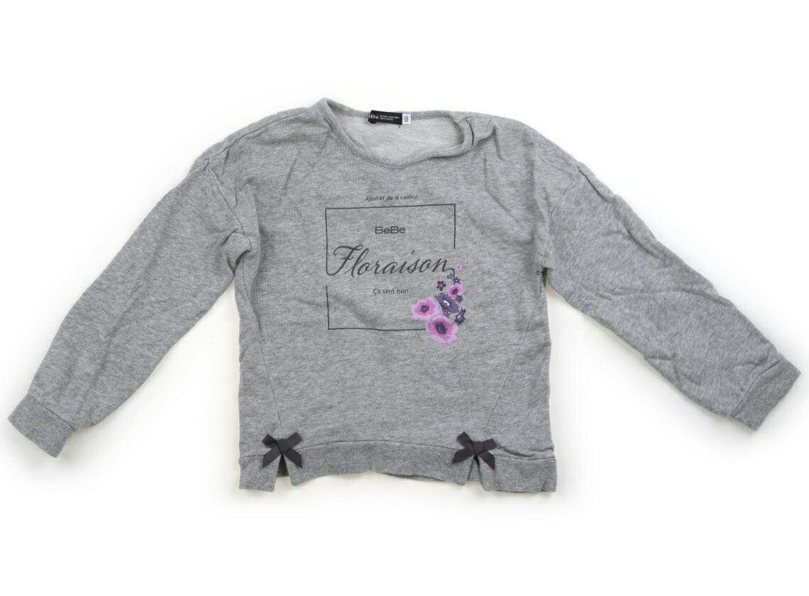 べべ BeBe トレーナー・プルオーバー 120 女の子 杢グレー・紫・花・リボン 子供服 ベビー服 キッズ アウトレット ユーズド 【中古】キッズ・ベビー・マタニティ
