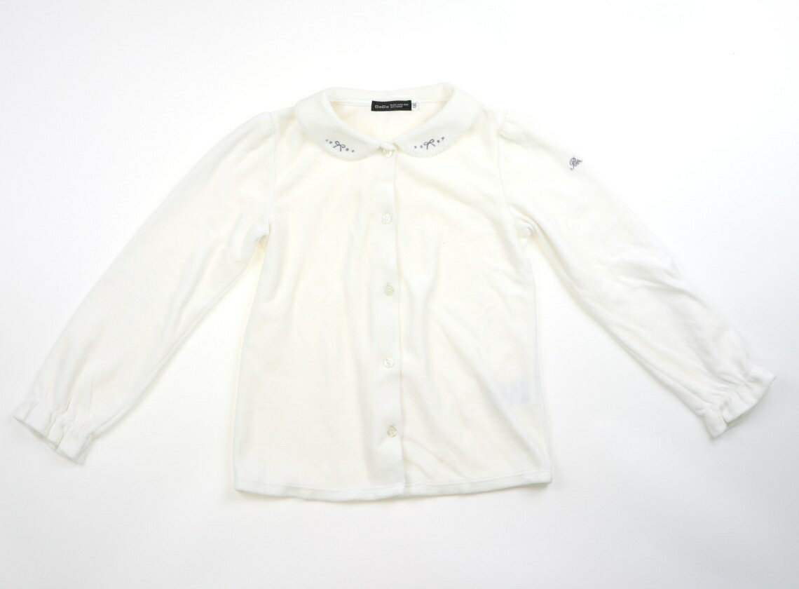 べべ BeBe シャツ・ブラウス 130 女の子 ホワイト・パープルリボン 子供服 ベビー服 キッズ アウトレット ユーズド 【中古】キッズ・ベビー・マタニティ(4.0)