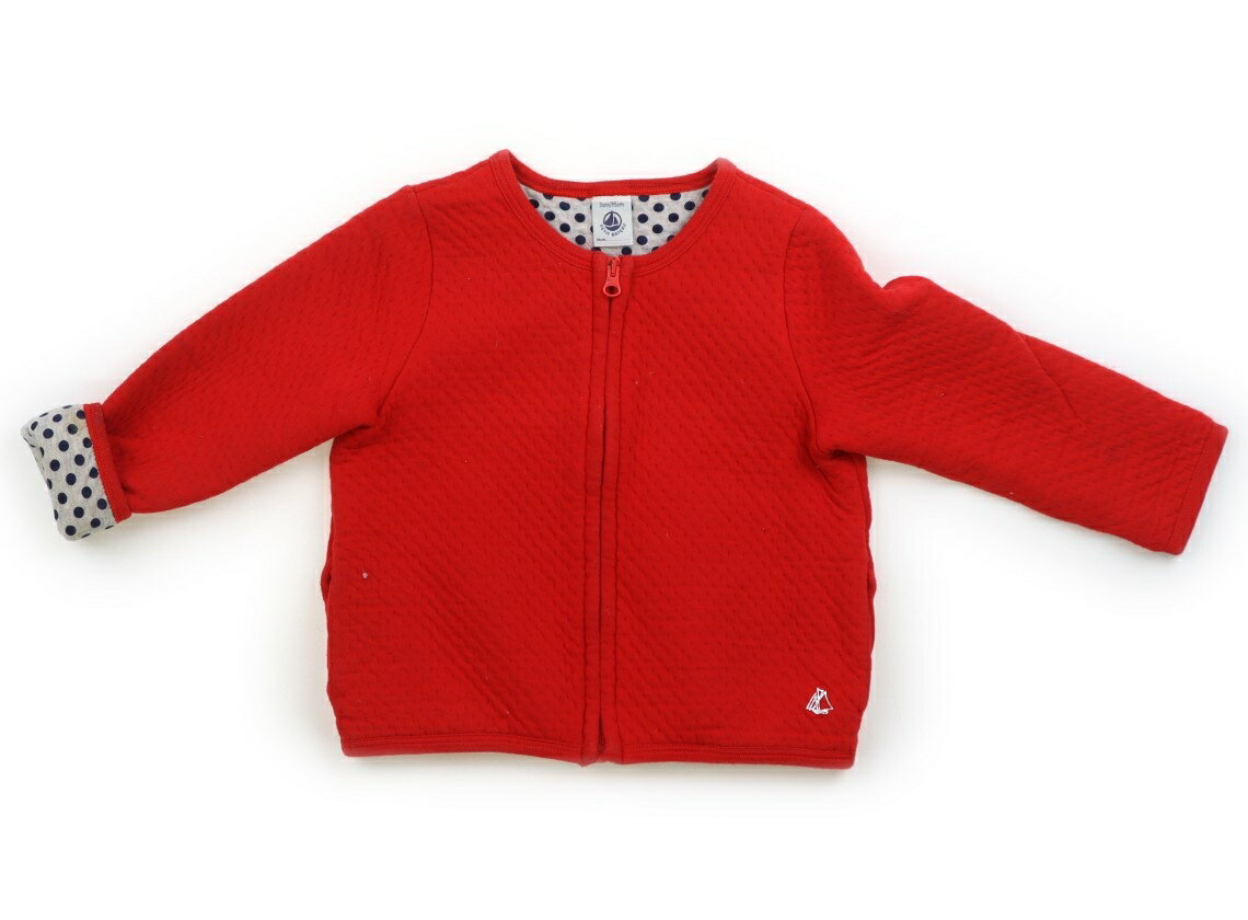 プチバトー PETIT BATEAU カーディガン 95 女の子 レッド・ネイビー水玉 子供服 ベビー服 キッズ アウトレット ユーズド 【中古】キッズ・ベビー・マタニティ